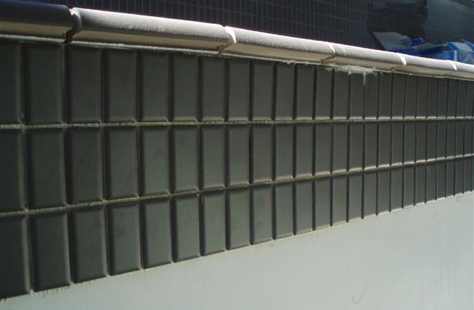 Ligne d'eau en céramique sur liner armé